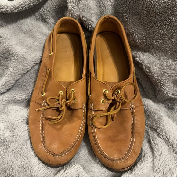 Sperry Topsider Mens 15 Brown Tan Leather Boat Shoes Loafers Lace Up Preppy - Picture 4 of 9